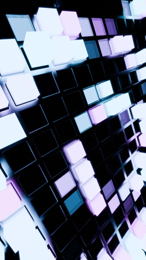 Abstract neon glowing cubes moving up and down Stock Footage 319409169