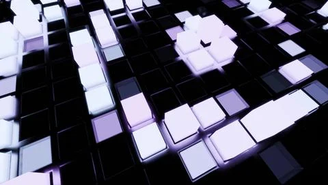 Abstract neon glowing cubes moving up and down Stock Illustration