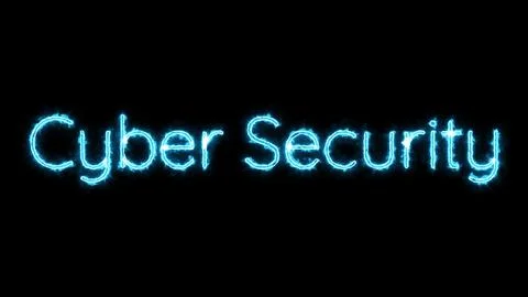 Abstract neon glowing Cyber Security text icon illustration. Stock Illustration