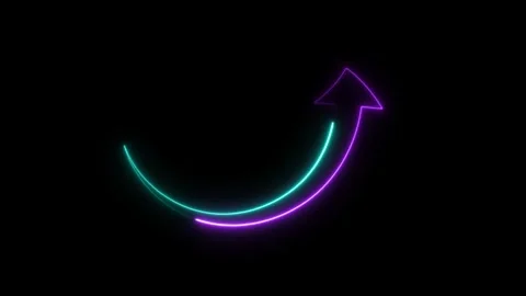 Abstract neon glowing direction arrow sign icon animation. Stockbeeldmateriaal 337012738