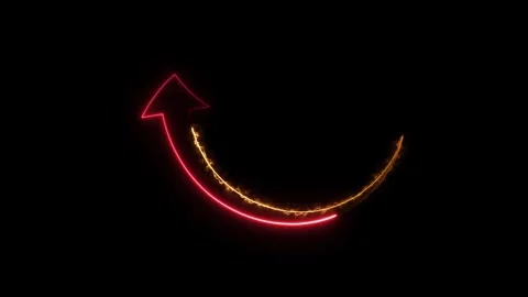 Abstract neon glowing direction arrow sign icon animation. Video stock 337012765