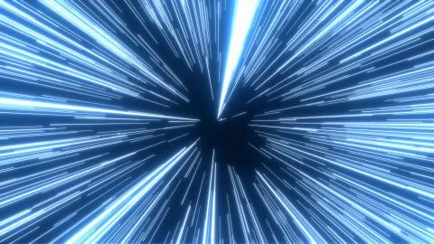 Abstract Neon Glowing Dynamic light streaks or rays with motion . Illustrazione stock
