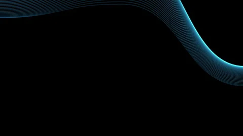 Abstract neon glowing dynamic wave lines in cyan blue tones flowing Stock Footage 339688296