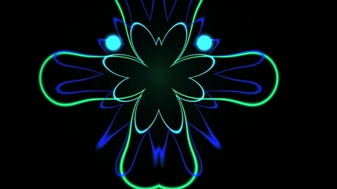 Abstract Neon Glowing Floral Pattern Morphing Animation. Stock Footage 340522992