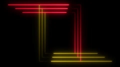 Abstract neon glowing frame on black background.colorful laser show seamles.. Stock Footage 330380882