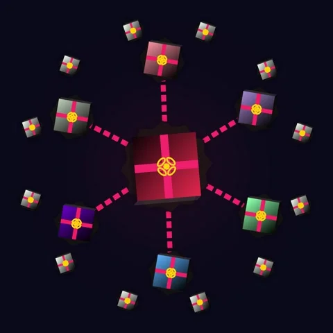 Abstract neon glowing geometric constellation pattern on dark background Stock Footage 344777802