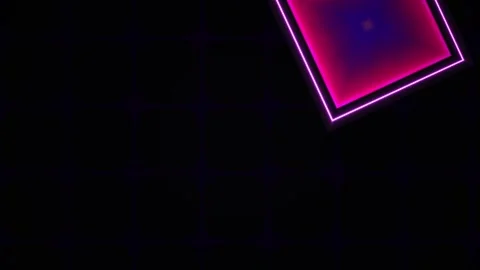 Abstract Neon Glowing Geometric Diamond Shape Pulsing on Dark Background. Stock Footage 341800930