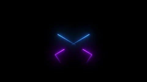 Abstract neon glowing geometric lines blue purple dark background 4k video .. Stock Footage 346629858