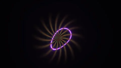 Abstract Neon Glowing Geometric Shape Rotating with Radial Light Rays. Stock Footage 340522958