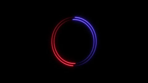 Abstract neon glowing light circles moving on black background seamless loo.. Stock Footage 345548154