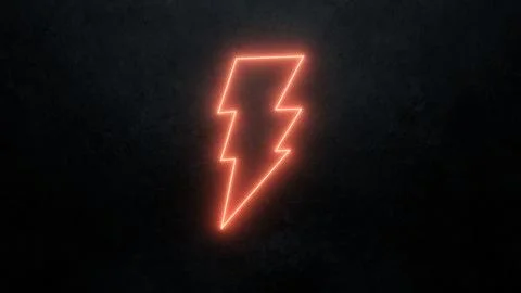 Abstract neon glowing lightning bolt icon. Glowing neon thunder flash sign. Stock Illustration