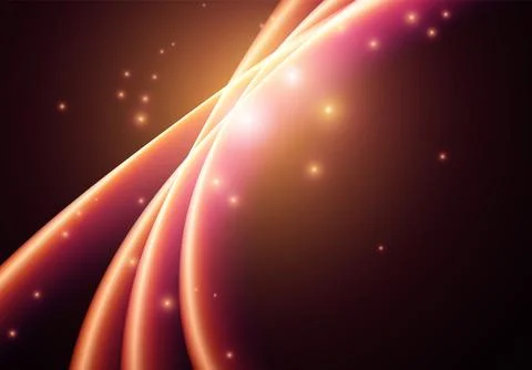 Abstract neon glowing line in motion with light sparkles and flares. Futuristic 스톡 일러스트