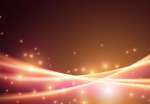 Abstract neon glowing line in motion with light sparkles and flares. Futuristic 스톡 일러스트
