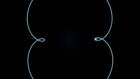 Abstract neon glowing lines forming dynamic circle loop patterns on black b.. Stock Footage 345984246