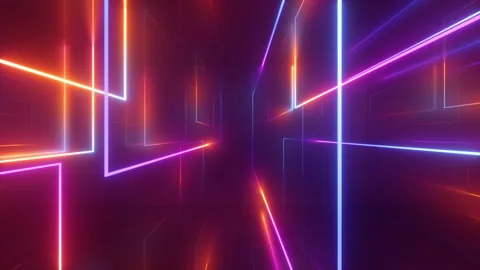 Abstract neon glowing lines move endlessly from right to left. Stock Footage 250116709
