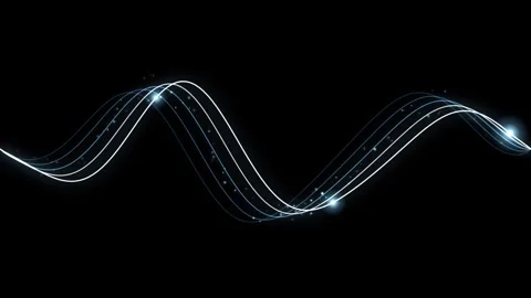 Abstract neon glowing lines moving in wave motion pattern over black backgr.. Video stock 344823618