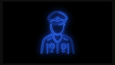 Abstract Neon Glowing Outline Alien Figure Animation Dynamic Blue Light Eff.. Video stock 330849232