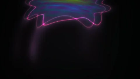 Abstract Neon Glowing Shapes Morphing and Pulsing in Dark Space. Stock Footage 341801154