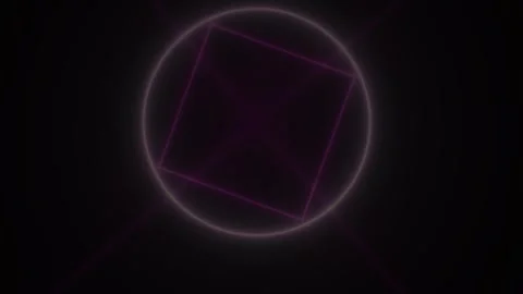 Abstract Neon Glowing Square Rotating Inside Circular Frame Motion Graphics. Stock Footage 340523001