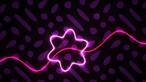 Abstract Neon Glowing Star Shape with Dynamic Wavy Light Trails Animation. Stock Footage 341801201