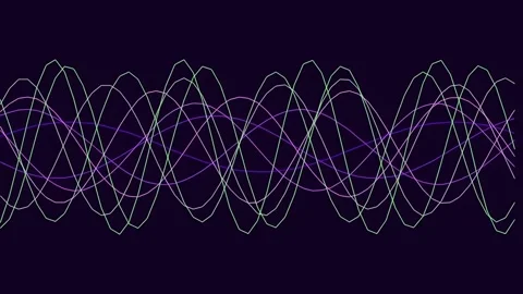 Abstract neon glowing wave pattern animation on dark background Stock Footage 340377887