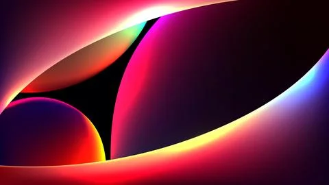 Abstract neon gradient background with glowing curves and vibrant fluid tec.. Stock Illustration