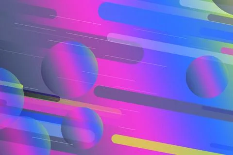 Abstract neon gradient background with glowing bokeh circles and light stre.. Stock Illustration