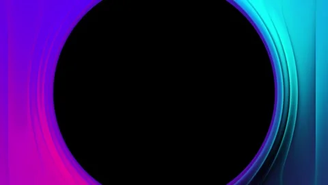 Abstract Neon Gradient Circular Frame Overlay with Large Black Center Copy Space Stock Footage 339034320