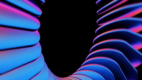 Abstract Neon Gradient Tunnel Frame With Colorful Twisted Ribbons And Black Video stock 342319160