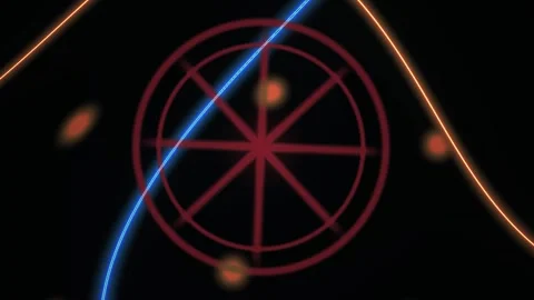 Abstract neon graphic design elements on black background with red wheel an.. Stock Footage 337455056