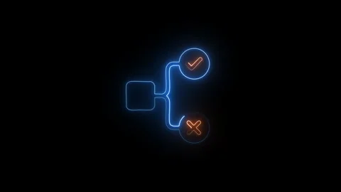 Abstract neon graphic representing logical decision flow with check and cro.. Stock Footage 338089527