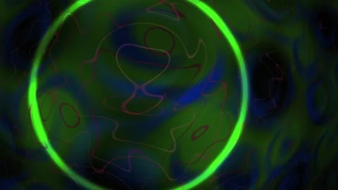Abstract Neon Green Circular Motion Background with Pulsing Light Effects. Stock Footage 340523108