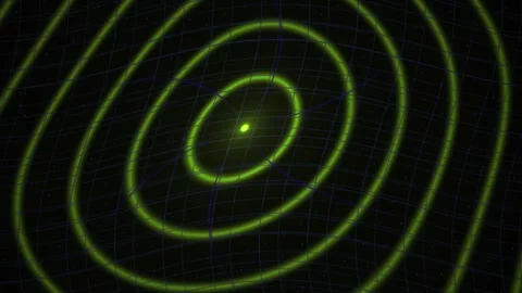 Abstract Neon Green Concentric Circles Pulsing on Dark Background. Stock Footage 341801279