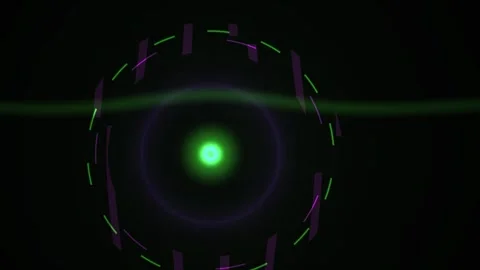 Abstract Neon Green Energy Core Pulsing in Dark Sci fi Tunnel with Geometri.. Stock Footage 343689247