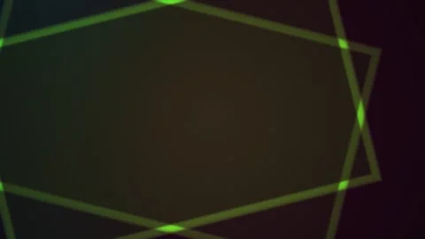 Abstract Neon Green Geometric Frames Pulsing and Rotating in Dark Space. Stock Footage 341801296
