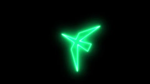 Abstract Neon Green Geometric Shape Glowing on Black Background Futuristic .. Stock Footage 338371838