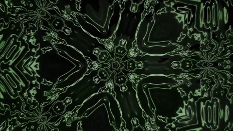 Abstract neon green kaleidoscope pattern for design and Stock Footage 340044474