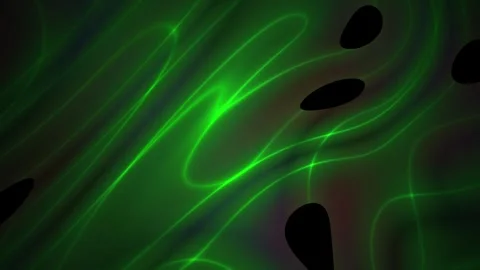 Abstract Neon Green Light Waves Flowing Through Dark Liquid Background. Stock Footage 341801622