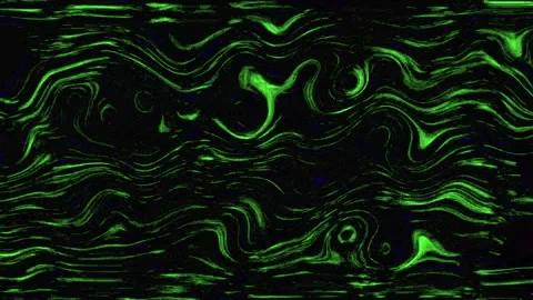 Abstract neon green liquid light ripples flowing on black background Stock Footage 321487963