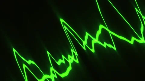 Abstract Neon Green Oscilloscope Waveform on Black Background Vídeos de archivo 343095704