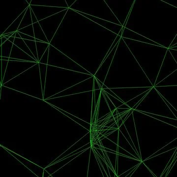 Abstract Neon Green Plexus Network Background with Connected Lines on Black Stock Illustration
