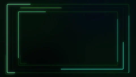 Abstract neon green rectangle frame animation loop with dark retro background Stock Footage 345627542