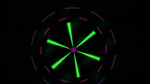 Abstract Neon Green Rotating Star Pattern with Pulsing Circular Light Element Stock Footage 341801612