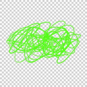 Abstract neon green scribble is forming dense loop cluster in flat design, Illustrazione stock