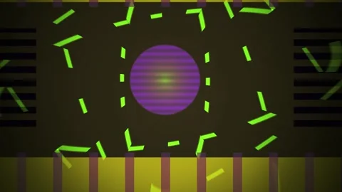 Abstract Neon Green Shards Exploding from a Central Sphere in a Digital Arena Vídeos de archivo 343689335
