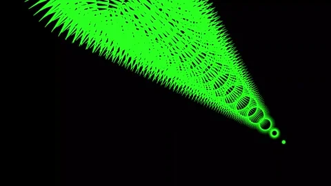 Abstract Neon Green Spiky Cone and Spiral Fractal Tunnel Motion Graphic Stock Footage 321550160