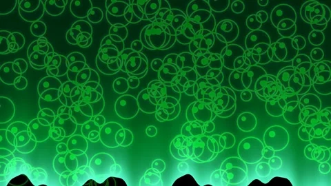 Abstract neon green techno glow energy pattern over mountain peaks background Stock Footage 335459710