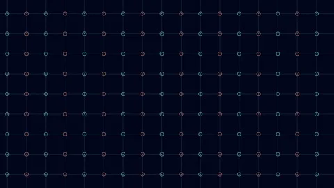 Abstract neon grid of glowing dots on dark background, seamless tech pattern Vídeos de archivo 333133927