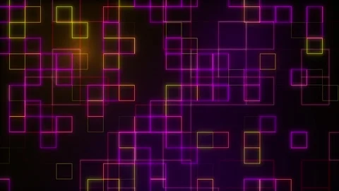 Abstract neon grid of glowing squares forming a digital network background Stock Footage 336490645