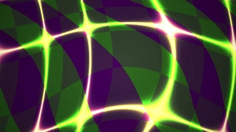 Abstract Neon Grid Pattern Overlay on Distorted Checkerboard Background. Stock Footage 333917897